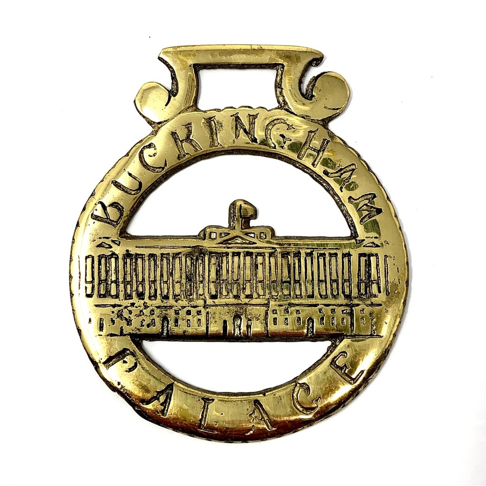 Vintage English Buckingham Palace horse brass medallion